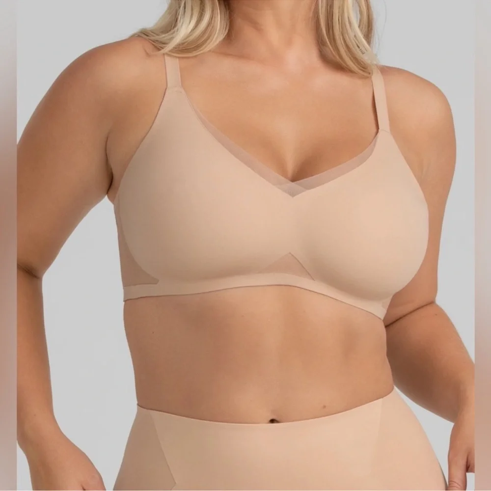 NEW Honeylove CrossOver Bra Sand Tan Large L NWT